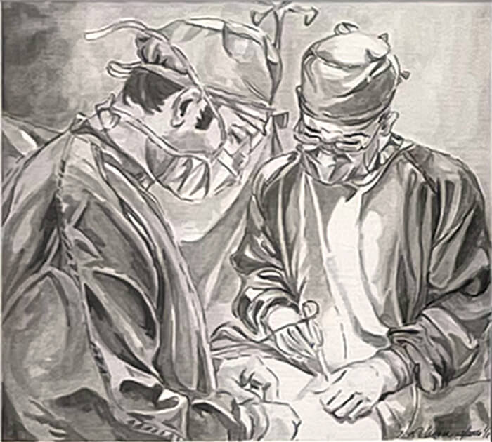 Illustration of Dr Ellsworth in surgery