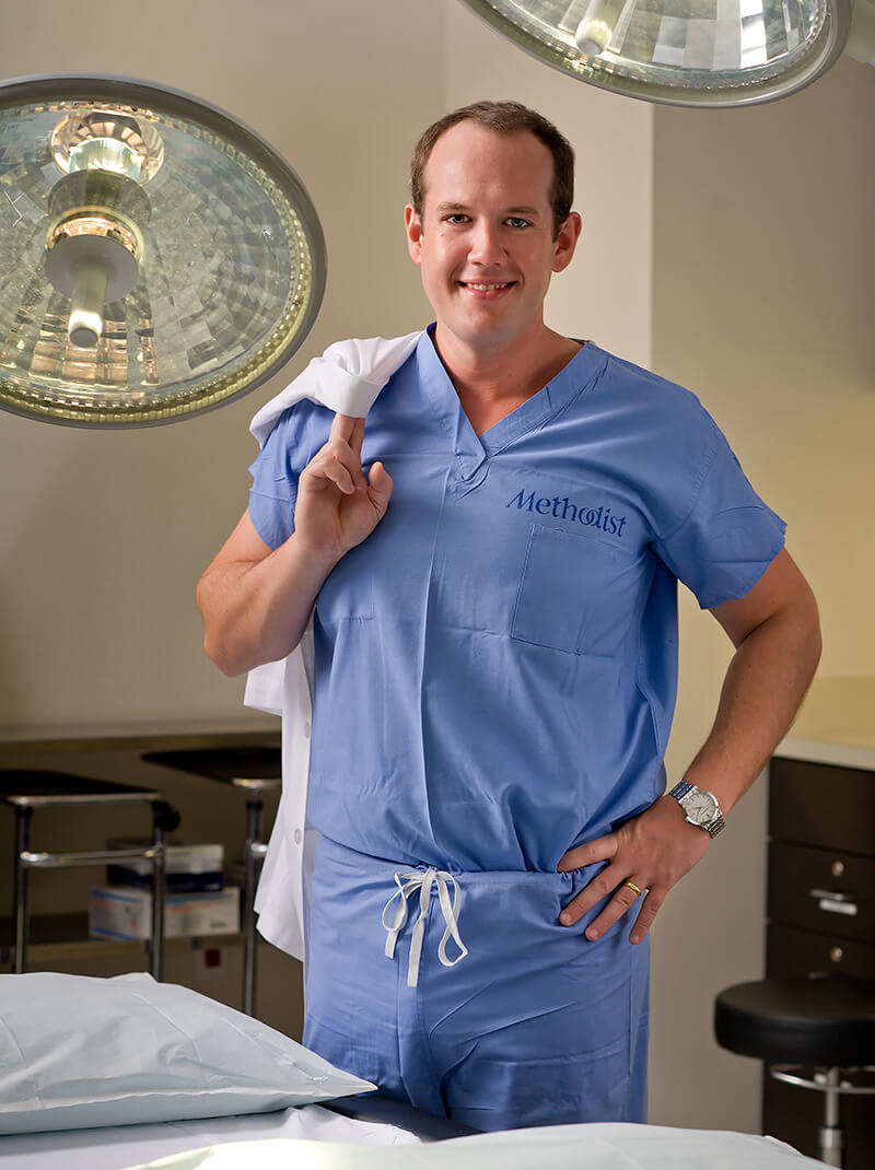 Dr. Ellsworth in scrubs