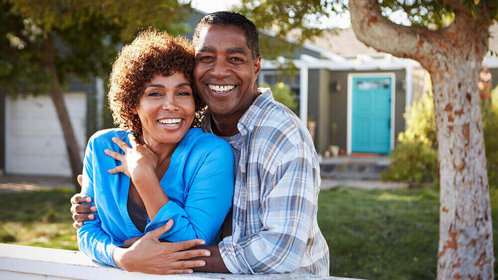 Mature couple embracing