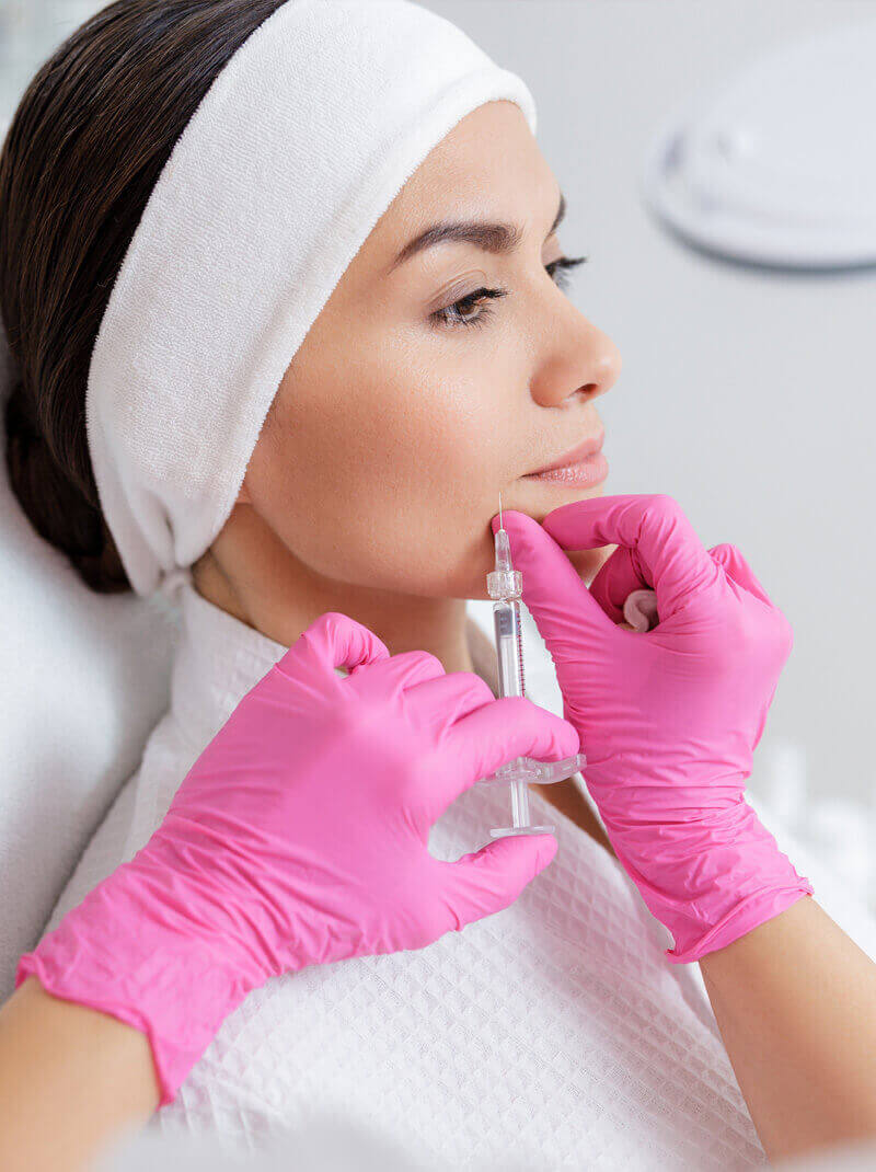 Woman getting an injection