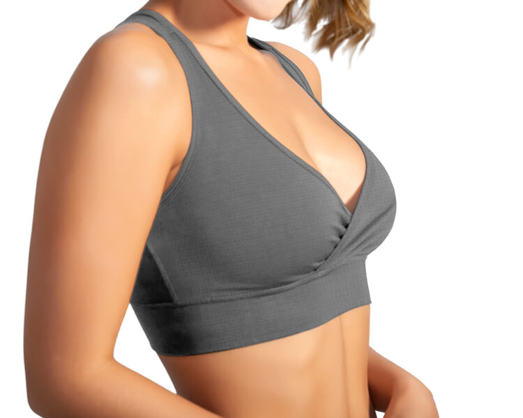 Woman in a gray bra